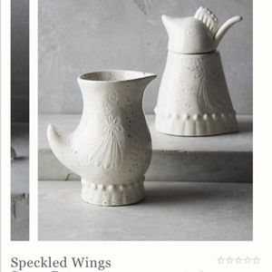 New Anthropologie Speckled Wings Sugar pot/creamer
